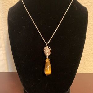 Wire wrap Tiger Eye pendant